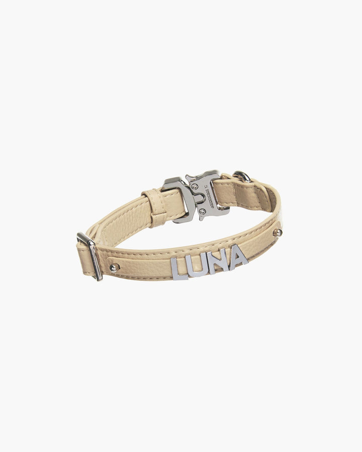STRAY-ED Signature Dog Collar with letters- Sand